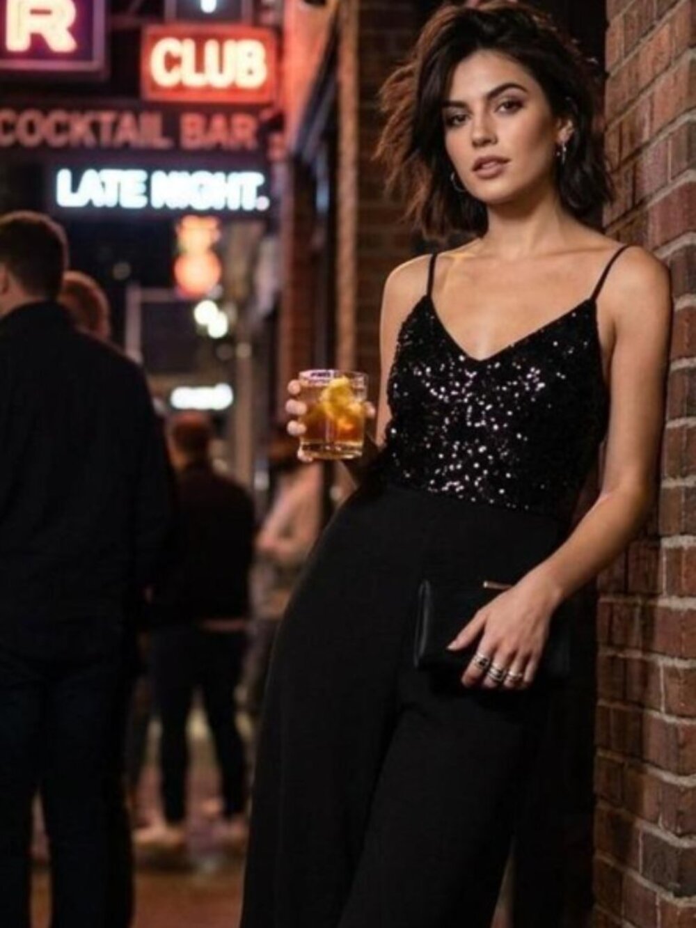 Eliza J Black Sequin Bodice Wide Leg Evening Jumpsuit - Size 10